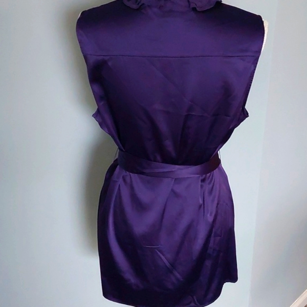 Spense purple satin ruffled blouse, women's XL - Picture 3 of 5